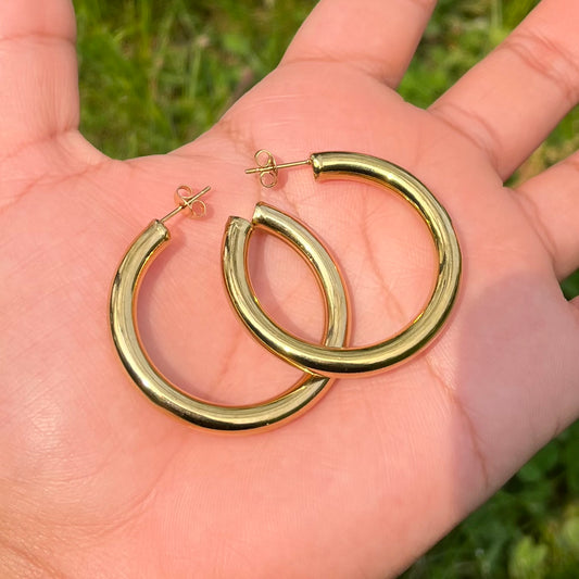 Gold hoop, earrings