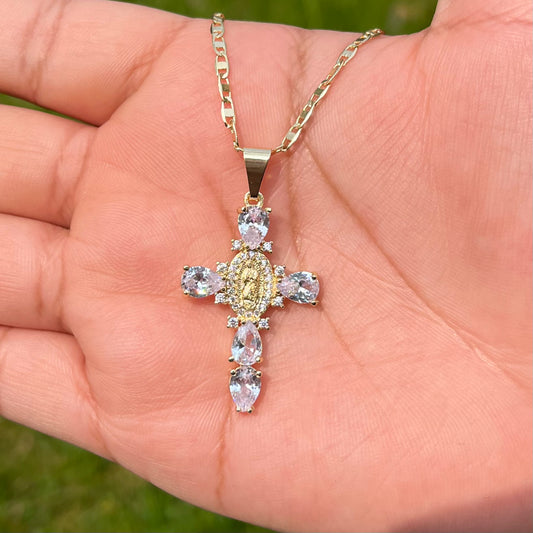 Crystal Virgin Mary necklace