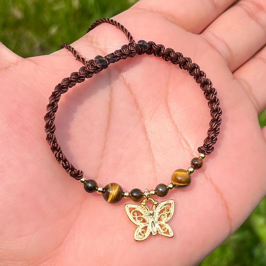 Brown tiger eye, butterfly bracelet