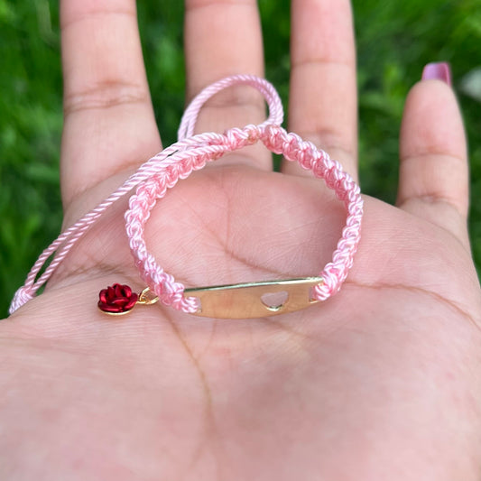 Heart kids bracelet with rose charm