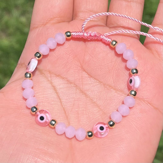 Pink evil eye bracelet